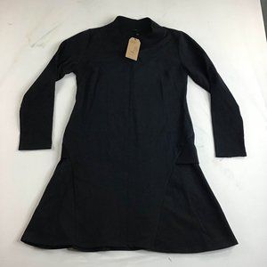NEW BeWear Women's Navy Blue V-Neck Shift Dress Long Sleeve Casual Size XXL